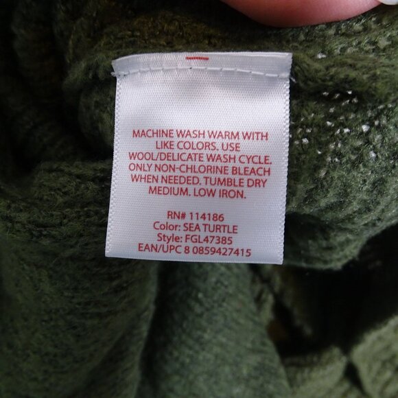 Faded Glory Green Oversized Turtleneck Knit Sweater Women XL 16 18 Asymmetrical - Picture 6 of 9